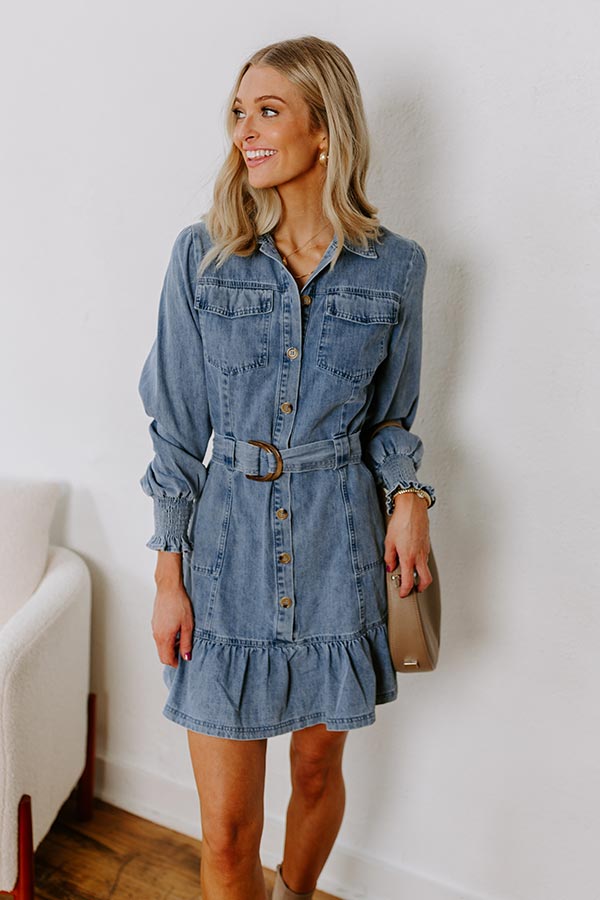 Cappuccino Please Denim Mini Dress Image - 3