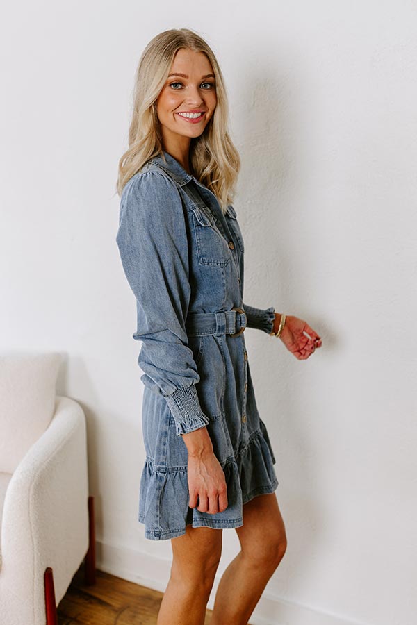 Cappuccino Please Denim Mini Dress Image - 4