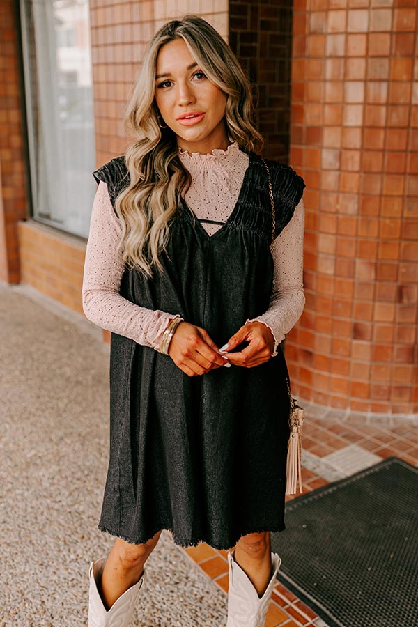 Hayride Honey Denim Mini Dress in Black Image - 1