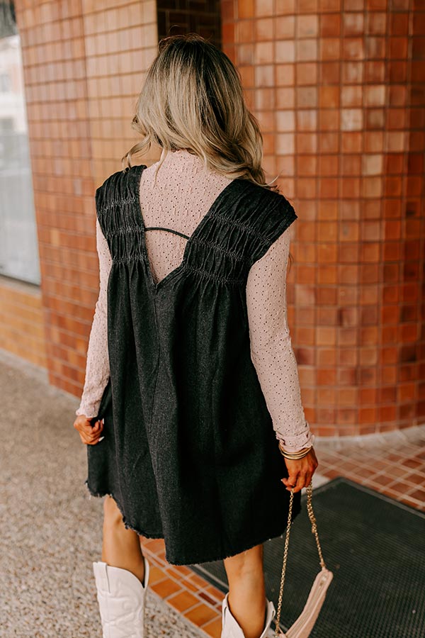 Hayride Honey Denim Mini Dress in Black Image - 5