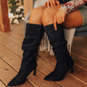 The Alice Faux Suede Knee High Boot in Black Image - 1