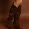 The Alice Faux Suede Knee High Boot in Chocolate Image - 1