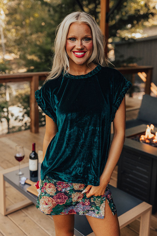Feeling Glam Velvet Shift Top in Hunter Green Image - 4