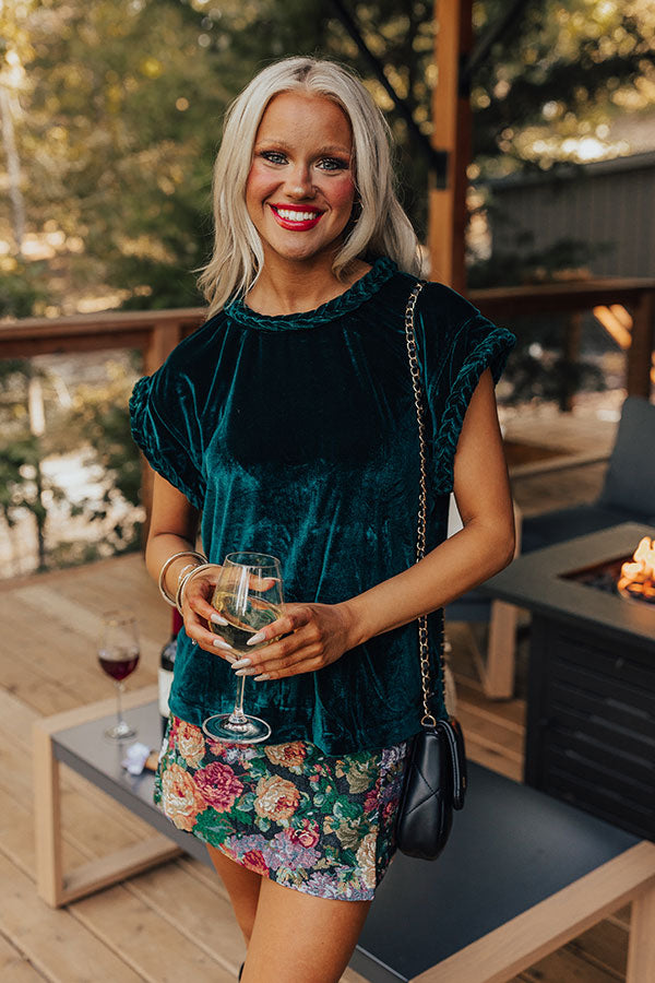 Feeling Glam Velvet Shift Top in Hunter Green Image - 2