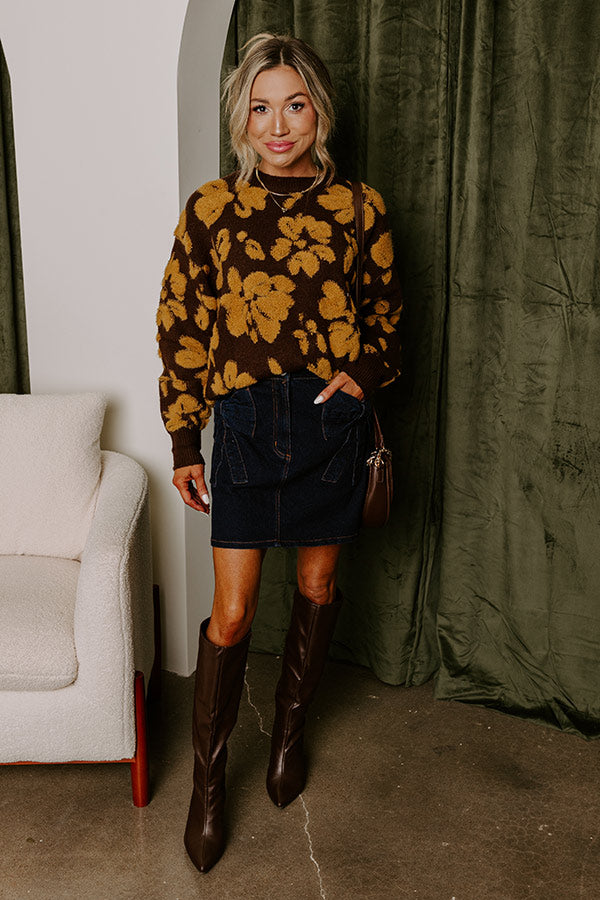 Cocoa Bomb Floral Knit Sweater Image - 5