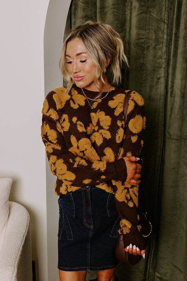 Cocoa Bomb Floral Knit Sweater Image - 1