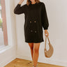 Latte Run Drawstring Mini Dress in Black Image - 1