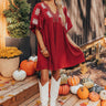 Tucson Sunsets Embroidered Mini Dress in Dark Scarlet Image - 1