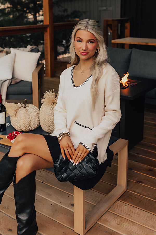 Small Town Romance Knit Sweater Top in French Vanilla Image - 1