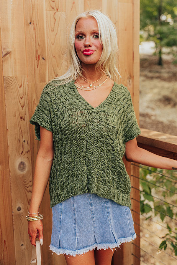 Block Party Chic Knit Top in Olive Image - 1