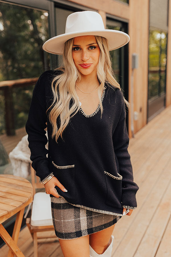 Small Town Romance Knit Sweater Top in Black Image - 5