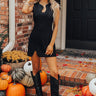Downtown Broadway Faux Suede Mini Dress In Black Image - 1