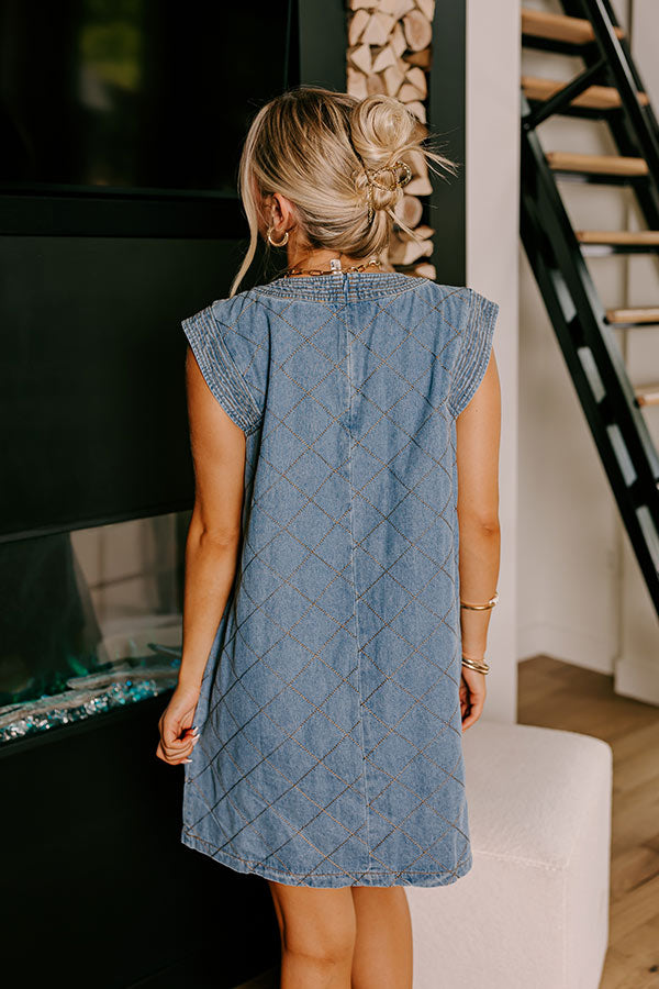 Metropolitan Muse Denim Mini Dress in Medium Wash Image - 2