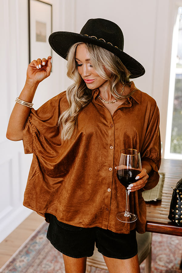 Social Gathering Faux Suede Button Up Image - 1