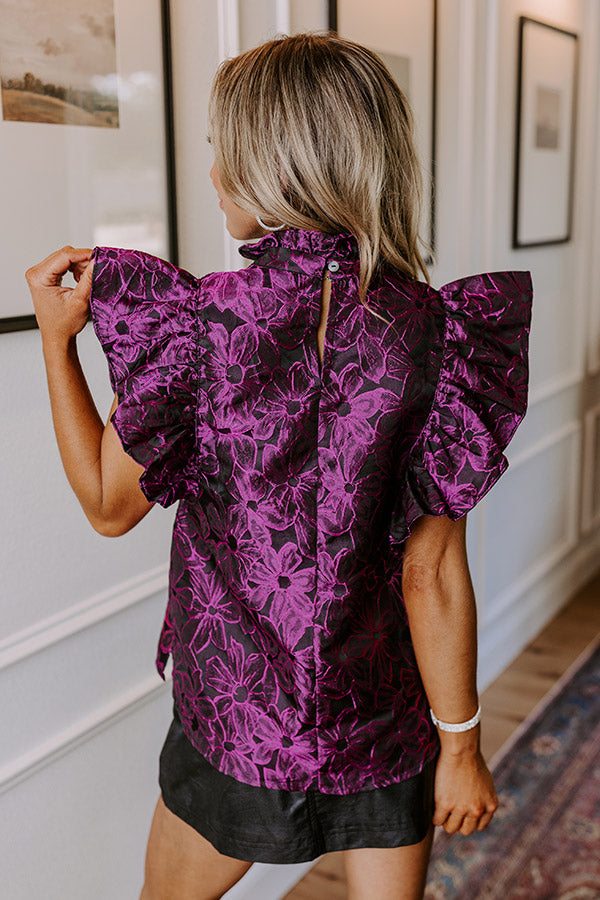 Rooftop Skyline Floral Jacquard Top in Orchid Image - 4