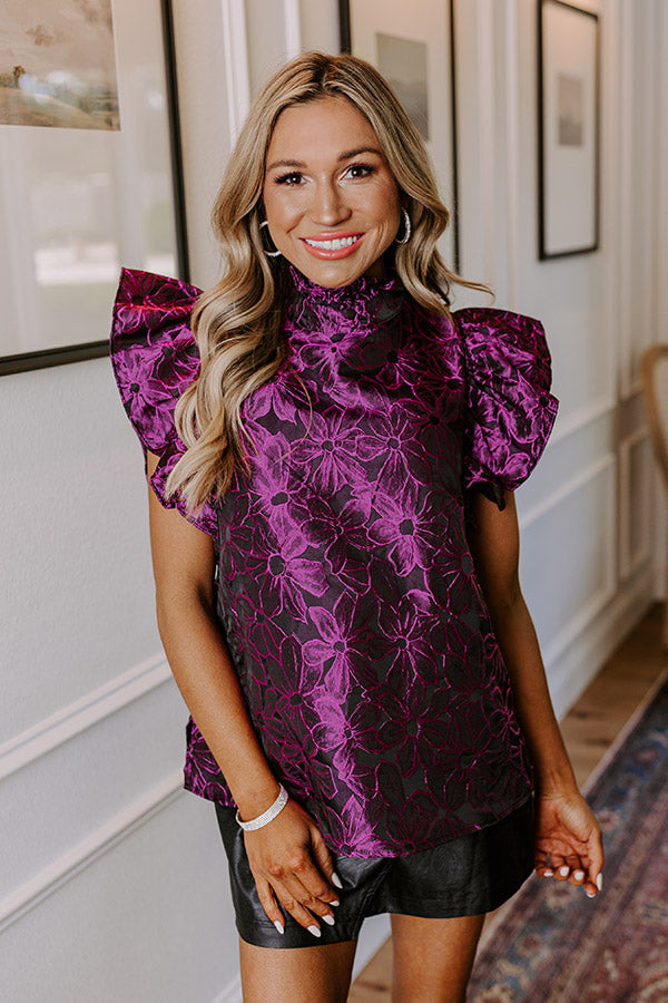 Rooftop Skyline Floral Jacquard Top in Orchid Image - 5