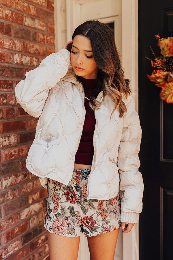 Cool Weather Puffer Jacket in Cream Image - 1