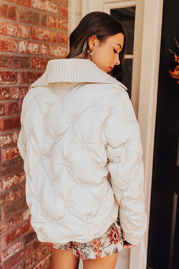 Cool Weather Puffer Jacket in Cream Image - 3