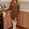 Pumpkin Kisses Cable Knit Sweater Dress in Espresso Image - 1