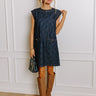 Metropolitan Muse Denim Mini Dress in Dark Wash Image - 1