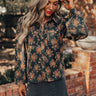 Autumn Blooms Knit Button Up in Hunter Green Image - 1