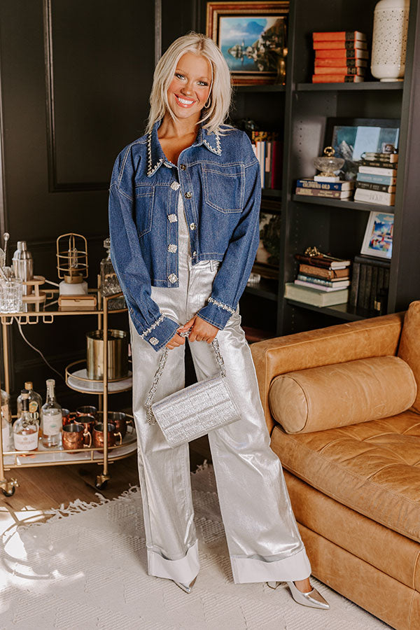 Soho Style Rhinestone Embellished Denim Jacket Image - 2