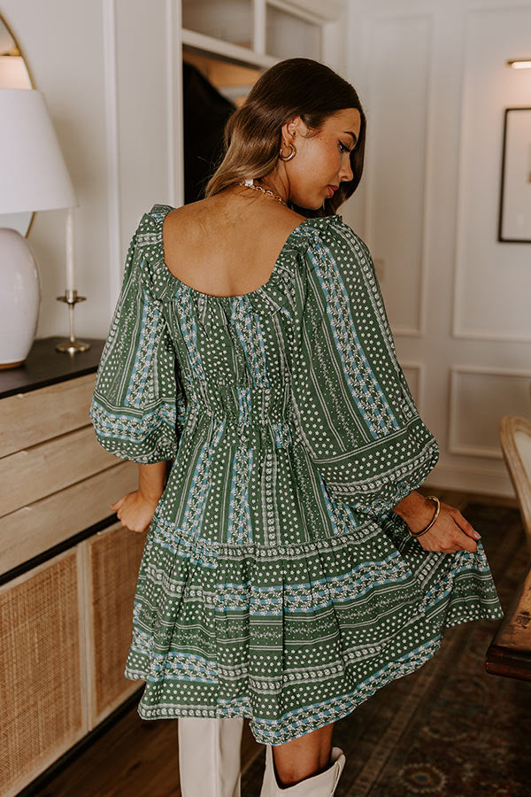 Wine Country Cutie Floral Mini Dress in Green Image - 3