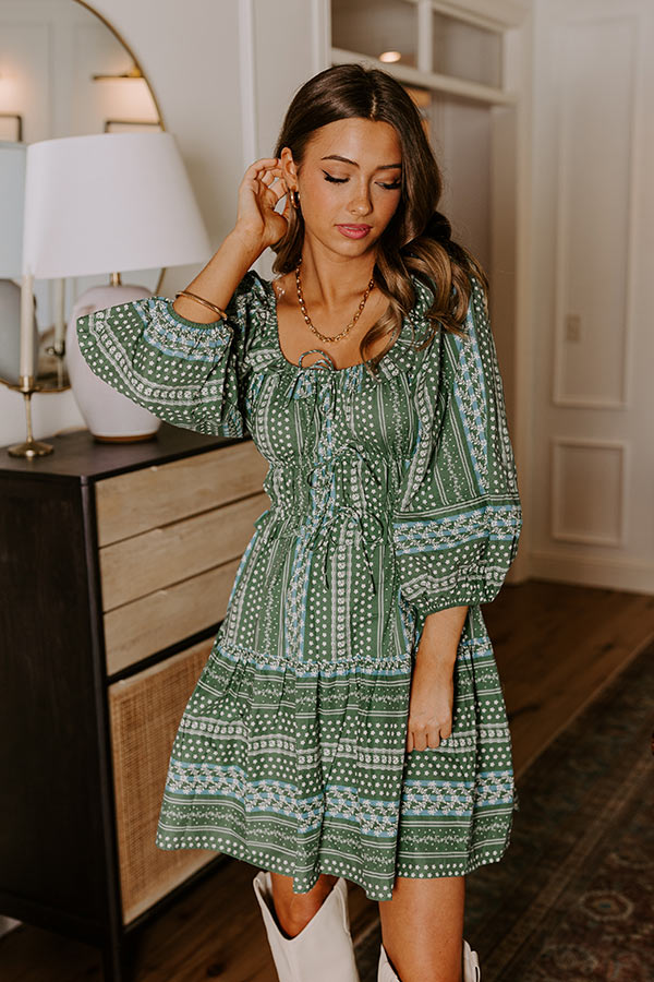 Wine Country Cutie Floral Mini Dress in Green Image - 4