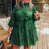 Candlelight Dinner Crochet Mini Dress in Hunter Green Curves Image - 1