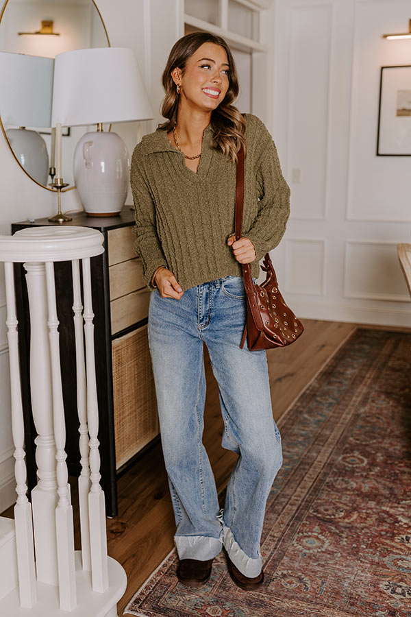 Harvest Hues Knit Sweater Top in Sage Image - 1