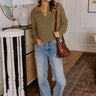 Harvest Hues Knit Sweater Top in Sage Image - 1
