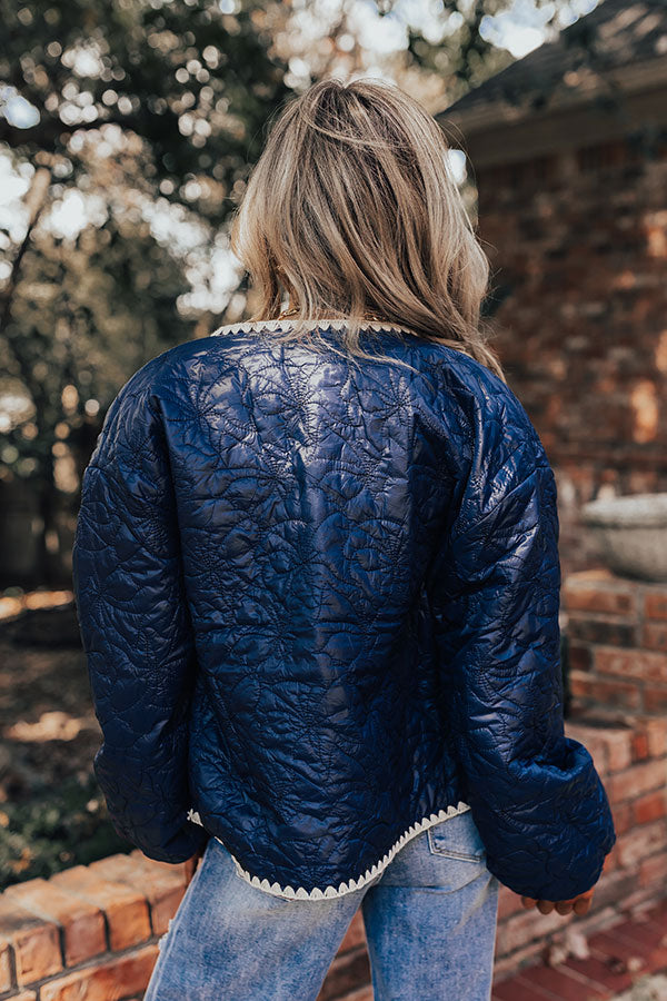 Fall Festival Quilted Jacket in Navy Image - 4