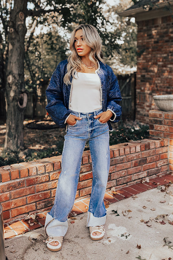 Fall Festival Quilted Jacket in Navy Image - 3