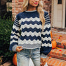 Hot Cocoa Crushing Pointelle Knit Sweater in Navy Image - 1