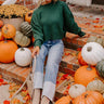 Harvest Wishes Ribbed Sweater in Hunter Green Image - 1