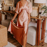 Gala Moment Satin Maxi Dress in Rose Gold Image - 1