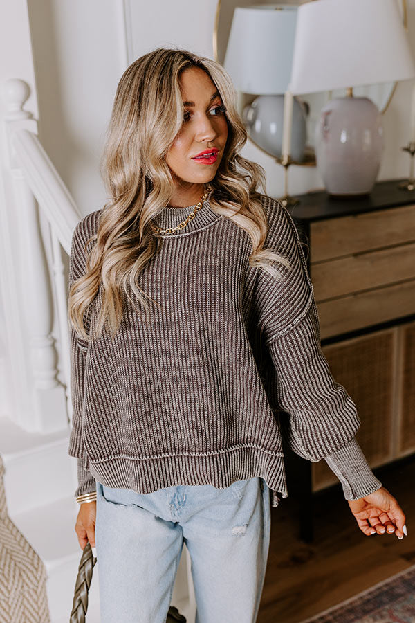 Vermont Bound Vintage Wash Oversized Sweater in Mocha Image - 1