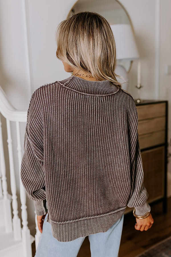 Vermont Bound Vintage Wash Oversized Sweater in Mocha Image - 3