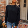 Cinnamon Chai Ribbed Sweater Top in Black Image - 1