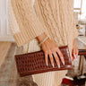 Fashionably Late Faux Leather Clutch in Chocolate Image - 1