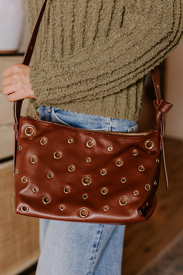 Cosmopolitan Chic Faux Leather Crossbody in Chocolate Image - 2