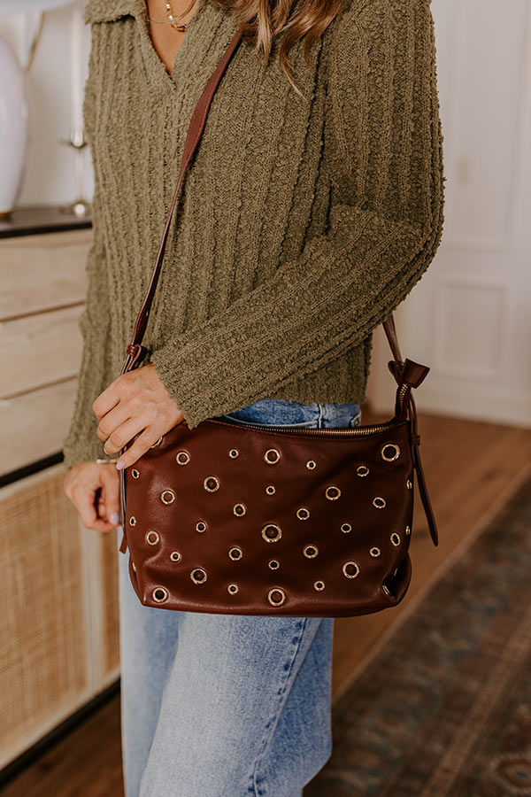 Cosmopolitan Chic Faux Leather Crossbody in Chocolate Image - 3