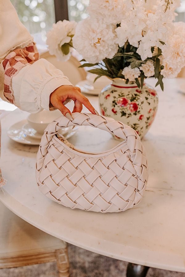 Vogue Views Faux Leather Woven Purse in Light Oatmeal Image - 1