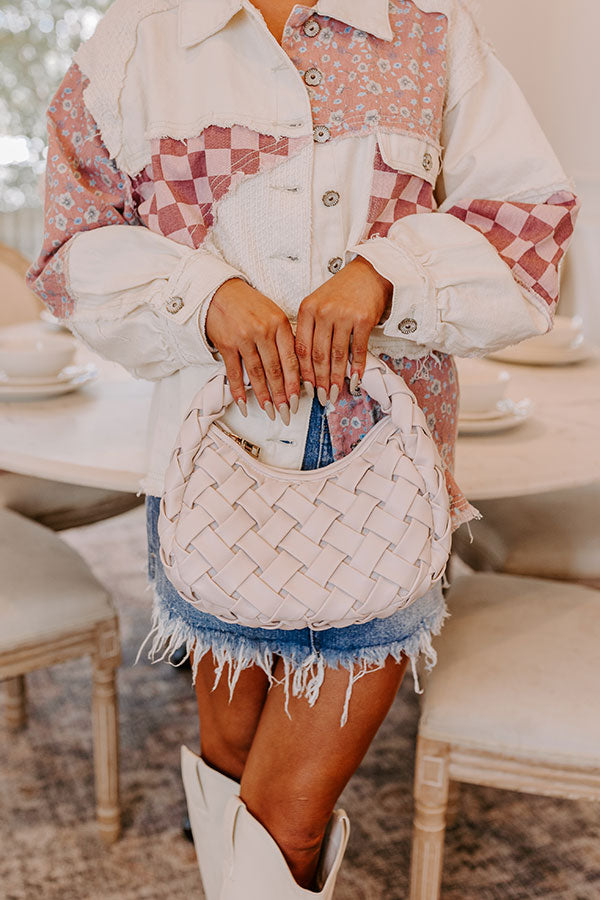 Vogue Views Faux Leather Woven Purse in Light Oatmeal Image - 2