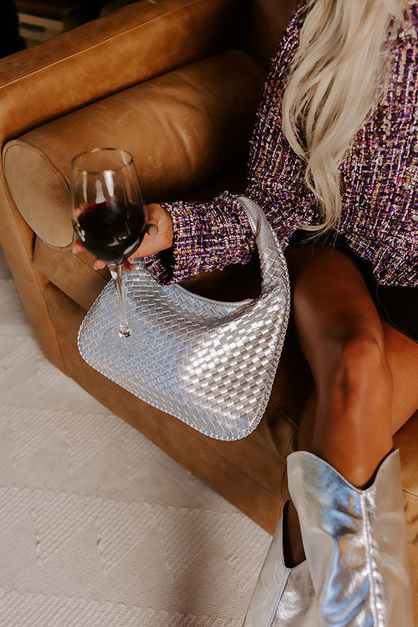 Shine Bright Woven Metallic Purse in Silver Image - 1