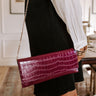 Fashionably Late Faux Leather Clutch in Wine Image - 1