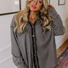 Campfire Stories Waffle Knit Button Up in Grey Image - 1