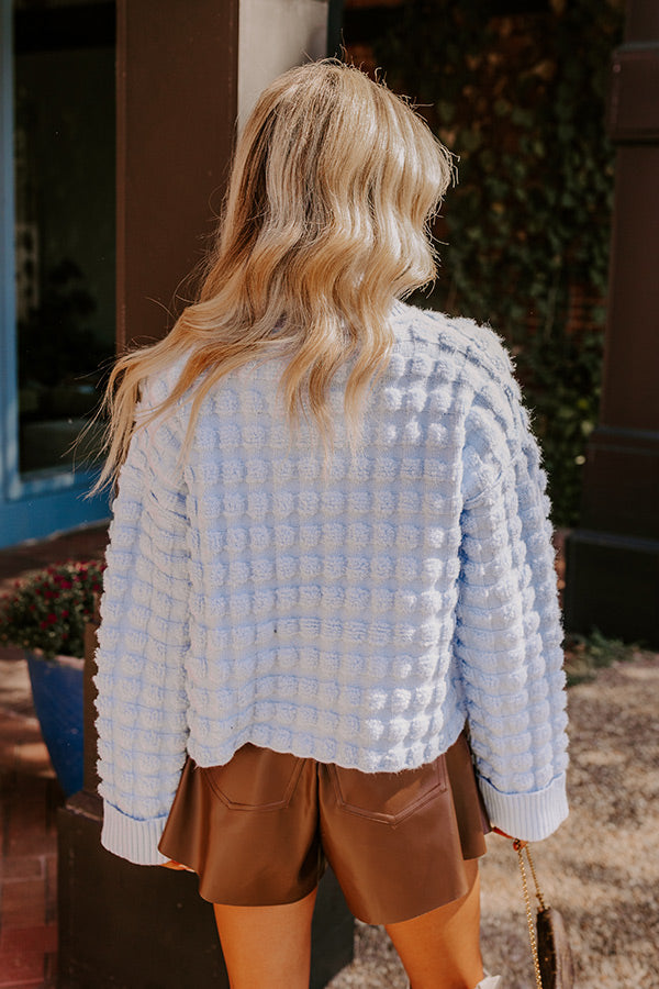 Cappuccino Cozy Knit Sweater in Sky Blue Image - 4