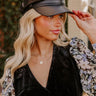 Uptown Chic Faux Leather Cabbie Hat in Black Image - 1