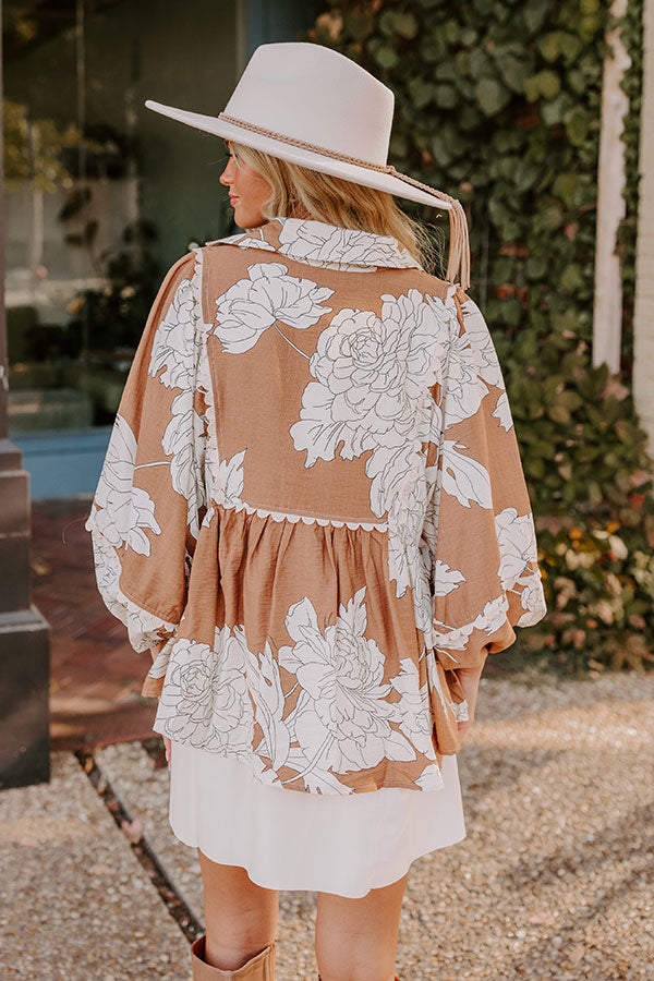 Always In Style Floral Top in Camel Image - 4